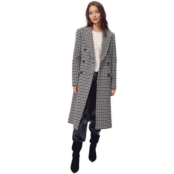 Wilfred Coat Long Houndstooth‎ Wool Cashmere Women Size Medium - Picture 1 of 14